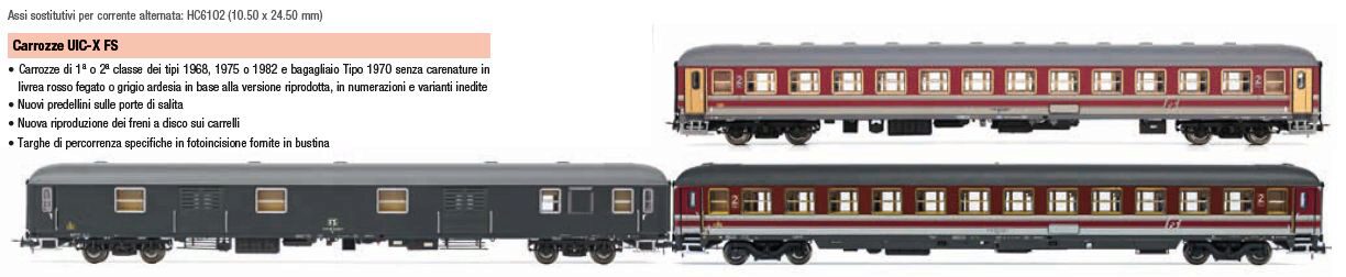Rivarossi HR4362 FS 3-teil. Set Alpen-Express  2x UIC-X B rot/grau + Gepäckwagen UIC-X 70 grau  Ep. IVb